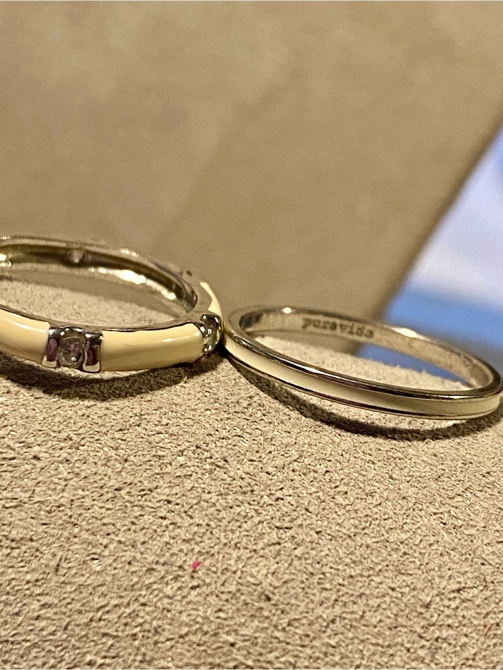 2 Petite Off White Stackable Enamel Rings